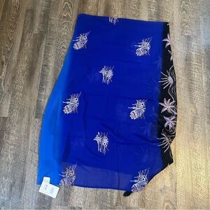 Blue and Black Embroidered Swimsuit  Summer Beach Wrap